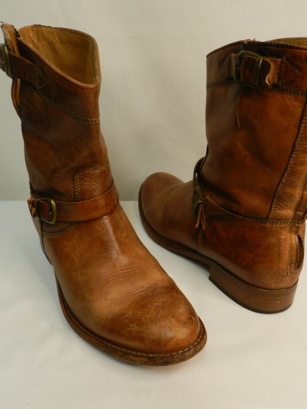 Belstaff Vintage Leather Mid Calf brown zip boots Italy worn in Size 37 US 7
